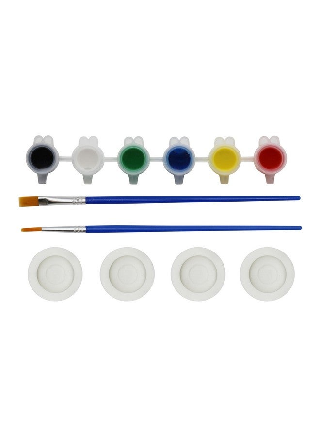 كرييتف هوبيز مجموعة من 4 تماثيل صغيرة على شكل خنزير من سيراميك جاهزة للطلاء - تتضمن الطلاء والفرش ودليل الاستخدام | Piggy Bank - Image 5