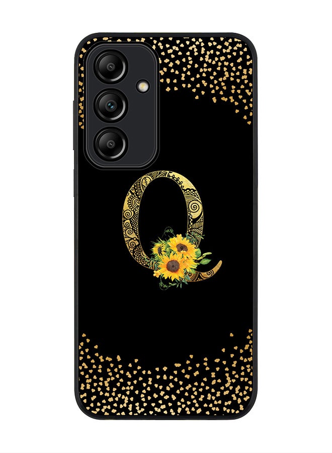 Stylizedd Rugged Black Edge Case for Samsung Galaxy A55 Case Cover- Custom Monogram Initial Letter Mandala Floral Pattern Alphabet - Q(Black) - Image 1