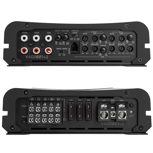 NVX VAD11005 v2 Model 5-Channel Class D Amplifier 2200W Peak, 1100W RMS, 2/4-ohm Stable, High/Low Pass X-Over, Bass Boost, Remote Subwoofer Bass Knob, for Car/Truck/Marine/UTV/Motorcycle (VAD11005v2) - Image 2