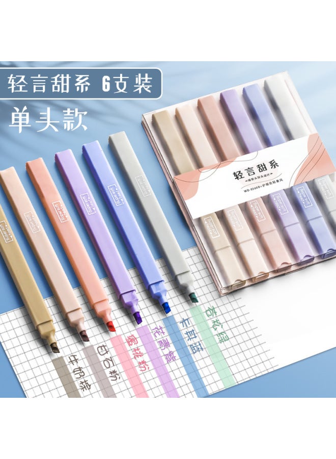 Obos Double-headed Fluorescent Pen Marking Pen Students Use Morandi Hand Account Stationery Key Mark Thickness Color Macaron - Image 1