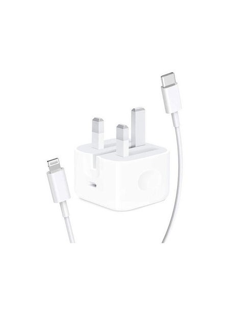 USB-C Power Adapter With Type-C To Lightning Cable 20W White