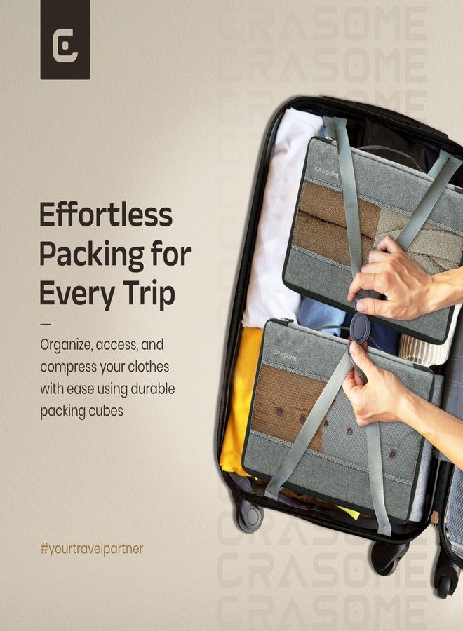 CRASOME Polyester Packing Cubes for Travel, Travel Organizer for Men & Women, Travel Storage Bag, Travel Organizer, Packing Bag for Clothes (Grey-5) - Image 3