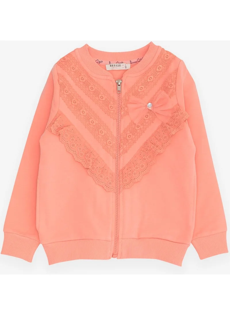 Breeze Girl's Cardigan Laced 3-7 Years, Salmon