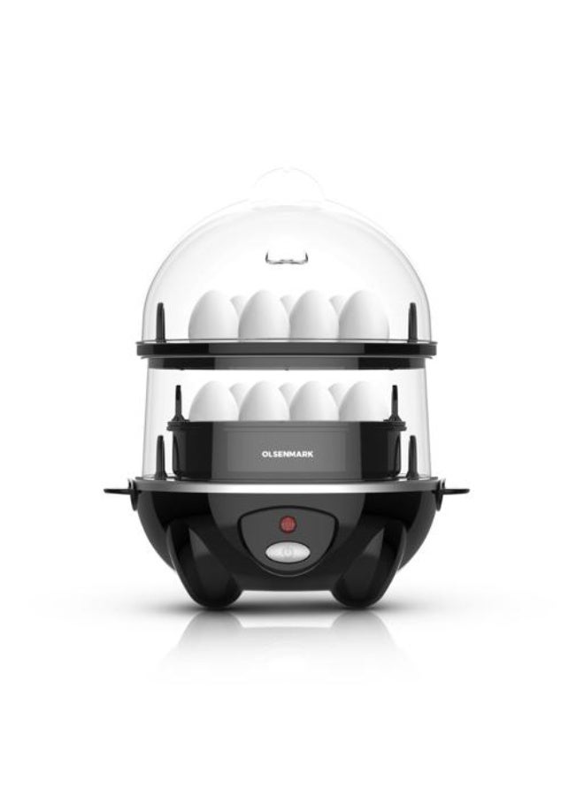 Olsenmark Egg Cooker OMEB7092, 14 Egg Capacity, 360W Electric Egg Boiler, One-Touch Operation, Egg Steamer with Omelet & Vegetable Steaming Bowl, Fast Cooking, Easy to Clean, White 360 W OMEB7092 black - Image 1