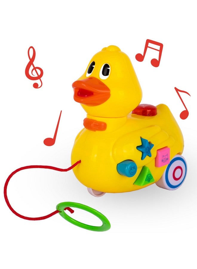 ArtCreativity Musical Walking Duck Pull Toy - Yellow Duck Toy For Kids - Toddler Pull Toy Duck With Lights, Animal Sounds, And Music - Helps Teach Colors, Sounds, And Shapes - Gift For Kids 3 And Up - Image 1