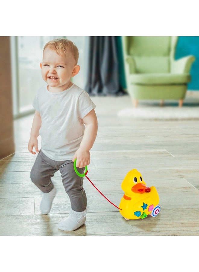ArtCreativity Musical Walking Duck Pull Toy - Yellow Duck Toy For Kids - Toddler Pull Toy Duck With Lights, Animal Sounds, And Music - Helps Teach Colors, Sounds, And Shapes - Gift For Kids 3 And Up - Image 2
