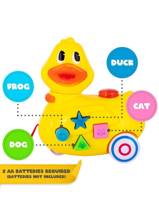 ArtCreativity Musical Walking Duck Pull Toy - Yellow Duck Toy For Kids - Toddler Pull Toy Duck With Lights, Animal Sounds, And Music - Helps Teach Colors, Sounds, And Shapes - Gift For Kids 3 And Up - Image 3