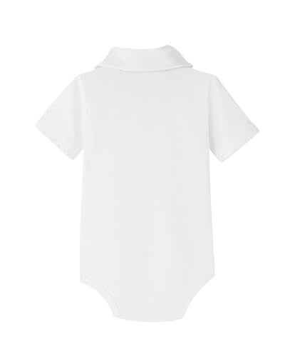 Teach Leanbh Baby Boys Pure Color Cotton Short Long Sleeve Polo Bodysuit 3-24 Months (White, 24Months) - Image 2