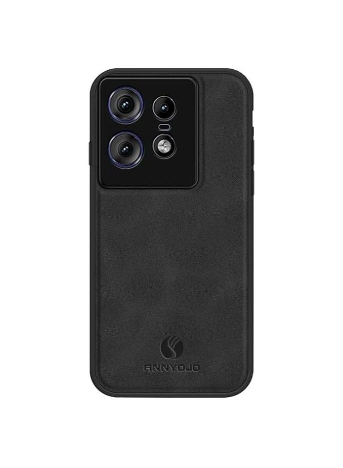 Case Compatible with Motorola Edge 50 Pro 5G, Matte Plain Leather Case Built-in Magnet Fits Car Mount Holder, Soft TPU Frame Cover for Moto Edge 50 Pro - Image 1