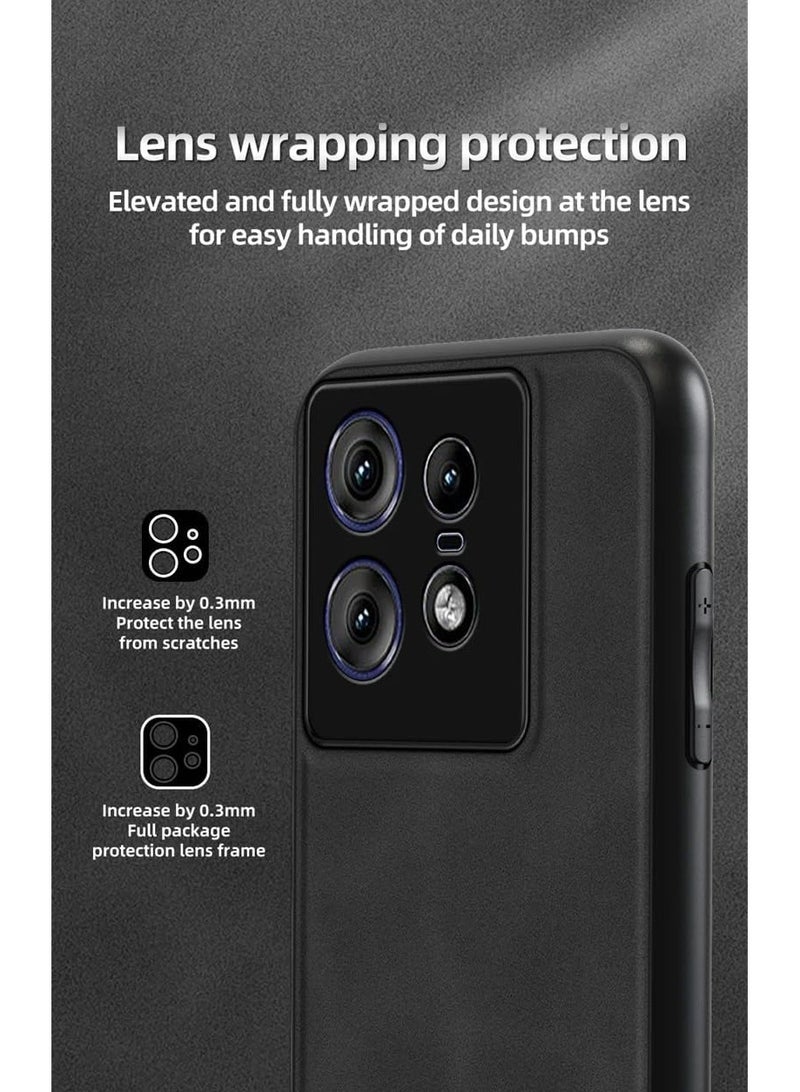 Case Compatible with Motorola Edge 50 Pro 5G, Matte Plain Leather Case Built-in Magnet Fits Car Mount Holder, Soft TPU Frame Cover for Moto Edge 50 Pro - Image 2