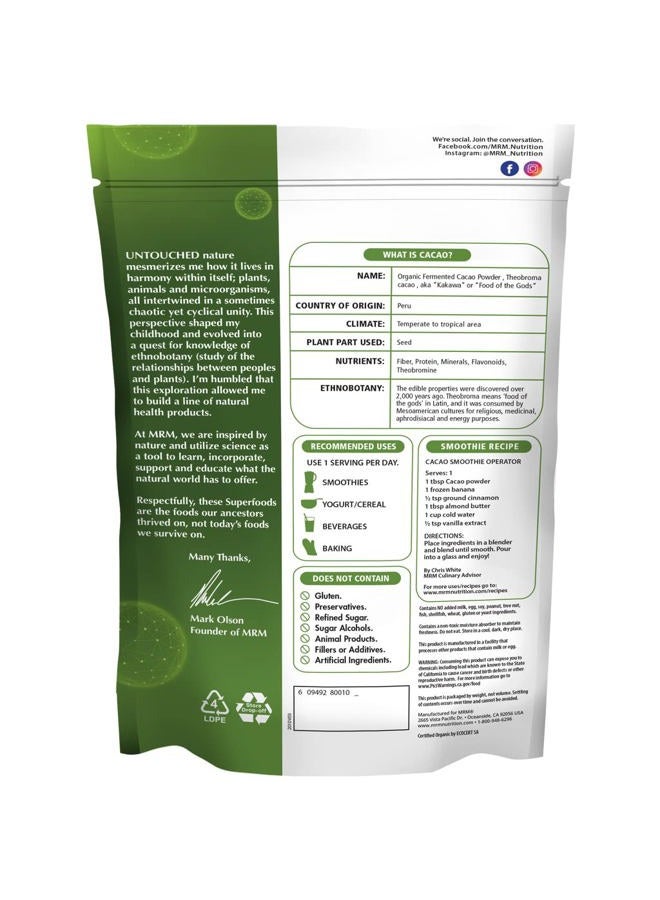 MRM Nutrition Organic Fermented Cacao Powder | Superfood | Antioxidant-rich | Gluten free + vegan | 43 servings - Image 2