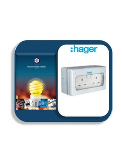 Hager 13A Weather Proof Twin Switched Socket 