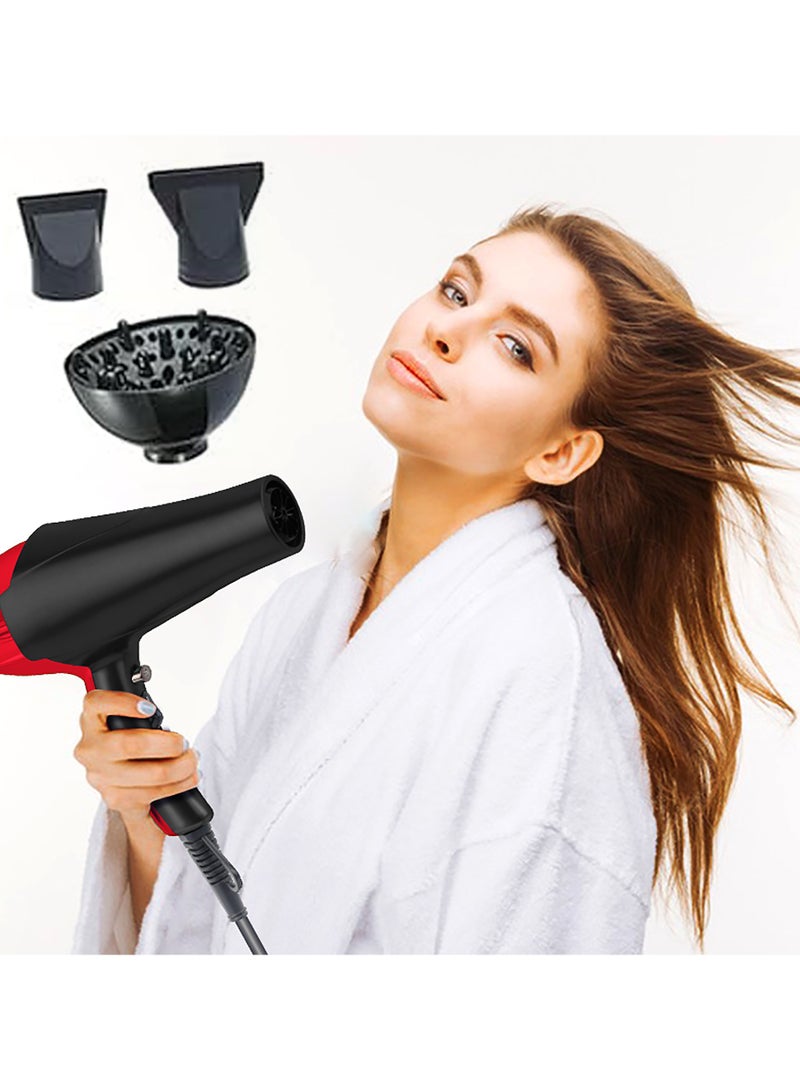 sokany Professional Hair Dryer & Hair Dryer 2000W 4 in 1 Imported Heavy Duty 2 Air Speeds 2 Heat Speed Cooling Button with 1 Nozzle 1 Diffuser 2 Styling Combs - Black x Red - Image 1