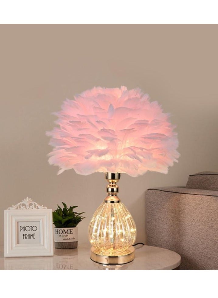 HOME TASTE Feather Table Lamp with Plug-in Wire – Modern LED Bedside Light for Makeup, Bedroom & Living Room – Soft Ambient Glow, Stylish Nightstand Decor  - Image 2