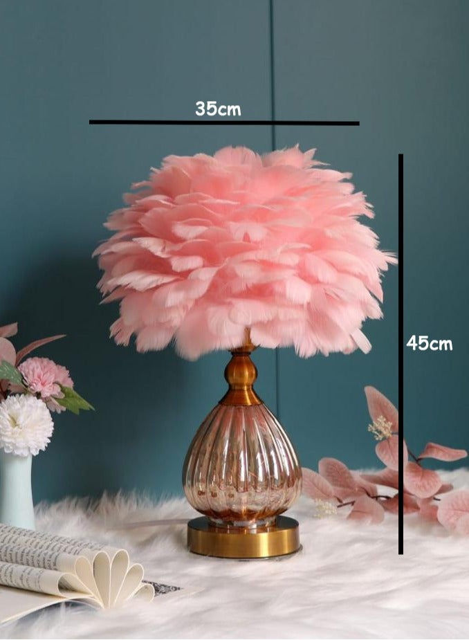 HOME TASTE Feather Table Lamp with Plug-in Wire – Modern LED Bedside Light for Makeup, Bedroom & Living Room – Soft Ambient Glow, Stylish Nightstand Decor  - Image 5
