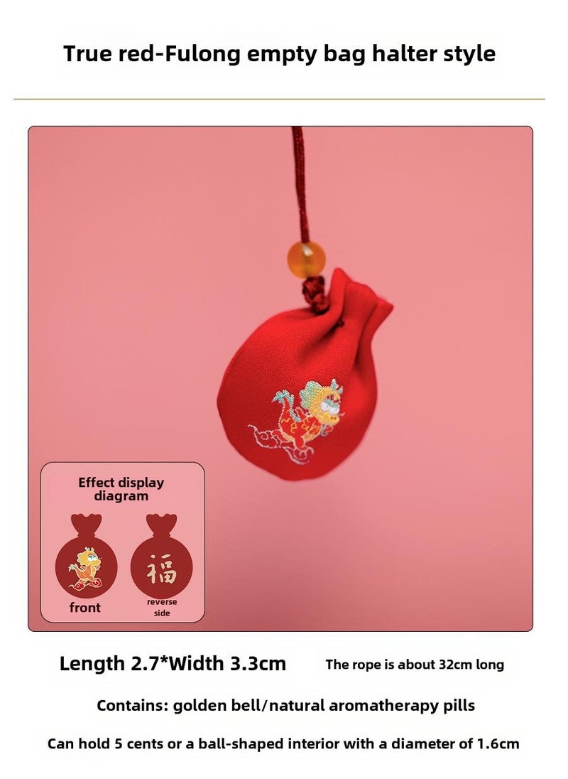 Traditional Fragrance Sachet Pendant Necklace Fulong small indeed lucky red empty bag presents fragrant pills and bells