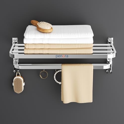 Penora Foldable Towel Rod for Bathroom Elegant Design Towel Holder in Bathroom Towel Hanger for Wall, Stainless Steel Towel Hanger for Wash Basin, 18 Inch Towel Rack in Bathroom (Pack of 1) - Image 5
