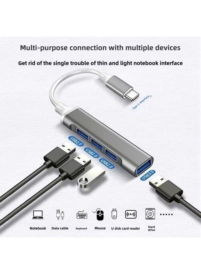 Expander Type-c To USB3.0 Docking Station 4-in -1 Split Hub Notebook Otg Docking Station-Number Of Interfaces:Silver [typec4-in-1 Docking Station]