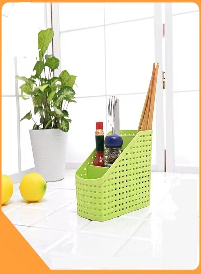VATSAL Plastic Utensils Holder for Kitchen Dining 4,-Compartment for Spoons, Knives, Forks,Basket/Storage Box for Bedroom,Bathroom,Office Table, Storage Organizer (1 pcs) Multi Color - Image 3