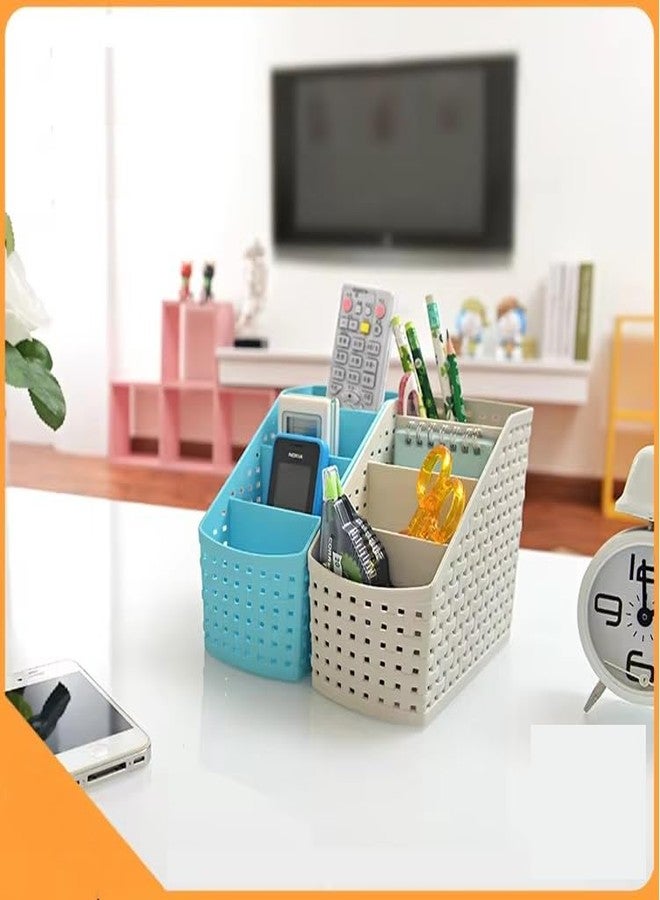 VATSAL Plastic Utensils Holder for Kitchen Dining 4,-Compartment for Spoons, Knives, Forks,Basket/Storage Box for Bedroom,Bathroom,Office Table, Storage Organizer (1 pcs) Multi Color - Image 4