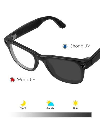 BLAZERBUCK Anti-salt Replacement Lenses Compatible with Ray-Ban Meta Wayfarer RW4008 | RW4012 (Gen 2) 53mm Smart Glasses - Clear to Black Photochromic - Image 4