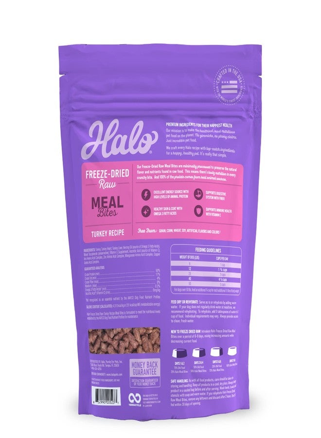 Halo Freeze Dried Raw Dog Food, Turkey Recipe, 100% Protein Source, Real Meat for Natural Energy, Meal Bites, 14 Oz Bag - Image 3