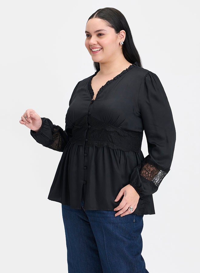 Virgio VIRGIO 100% Modal Ruffle Peplum Blouse - Image 3
