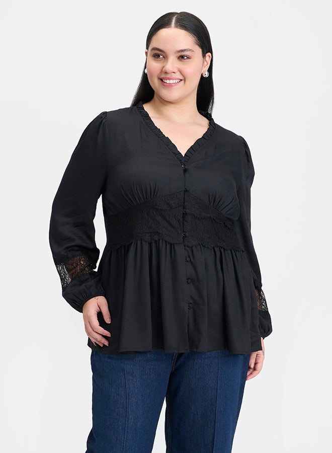 Virgio VIRGIO 100% Modal Ruffle Peplum Blouse - Image 2