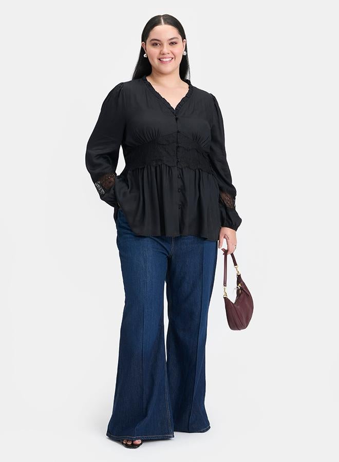 Virgio VIRGIO 100% Modal Ruffle Peplum Blouse - Image 1