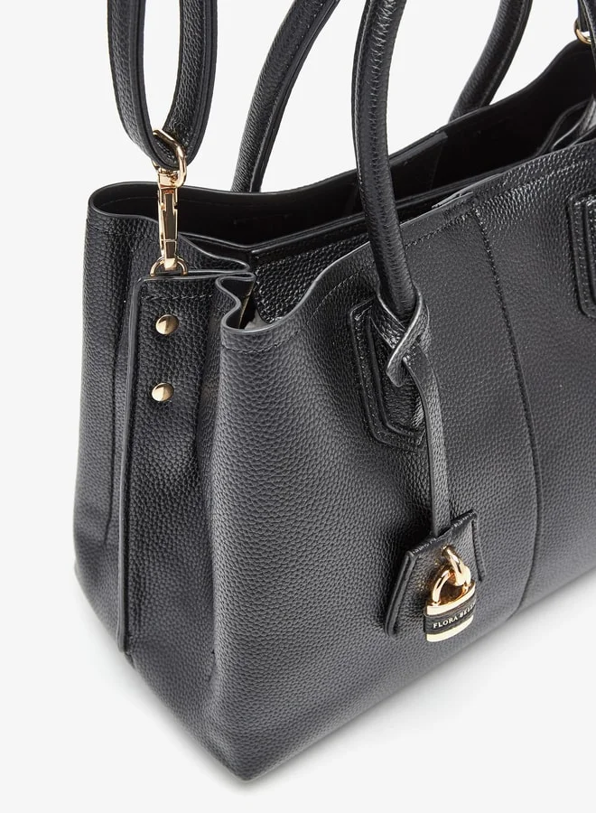 Flora Bella By Shoexpress Solid Tote Bag with Double Handle and Lock Accent