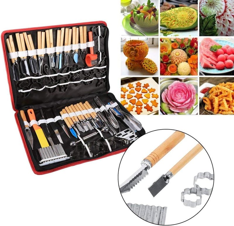 klarako Carving Tools, 80PCS/Set Culinary Carving Peeling Tools Kit For Fruit / Vegetable Garnishing / Cutting / Slicing Set Garnish Tool Set Garnishing Cutting Slicing - Image 2