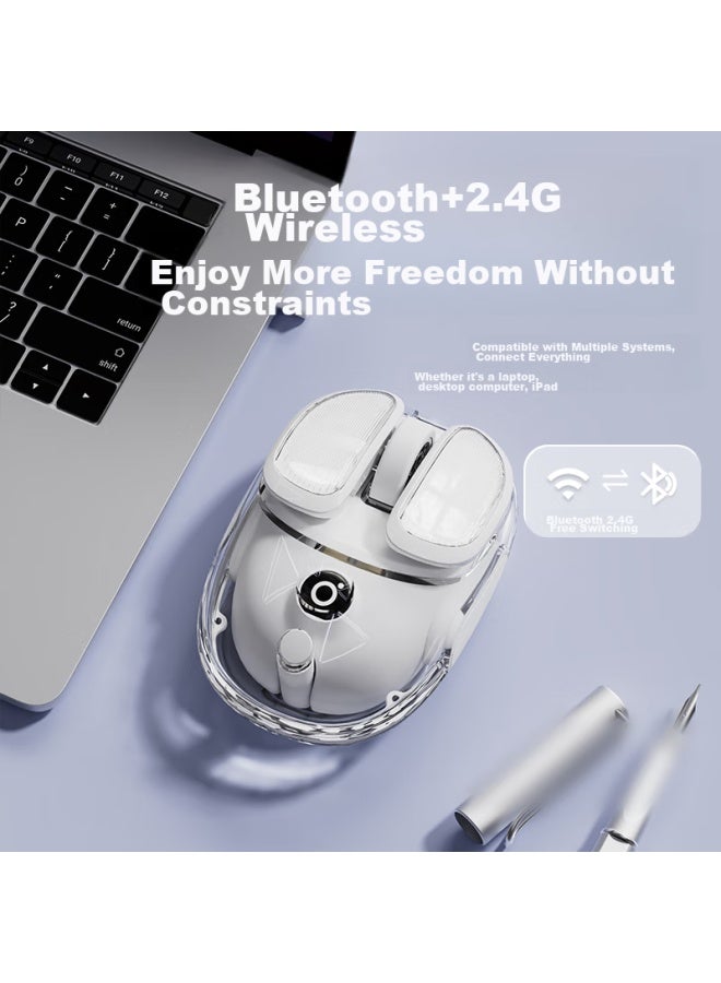 Eweadn Q9 Potato Wireless Bluetooth Dual-mode Transparent Mouse, Rechargeable Gaming Mouse For Pc And Laptop, Low-profile, Lightweight, Rgb Lighting Effects, Moon White - Image 3