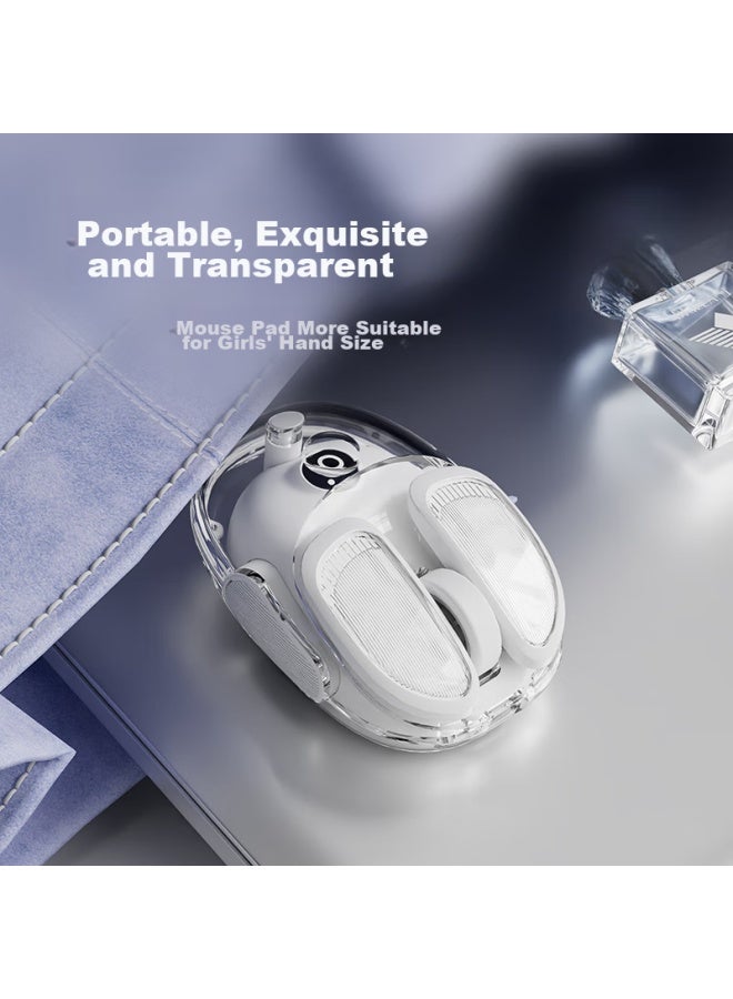 Eweadn Q9 Potato Wireless Bluetooth Dual-mode Transparent Mouse, Rechargeable Gaming Mouse For Pc And Laptop, Low-profile, Lightweight, Rgb Lighting Effects, Moon White - Image 1