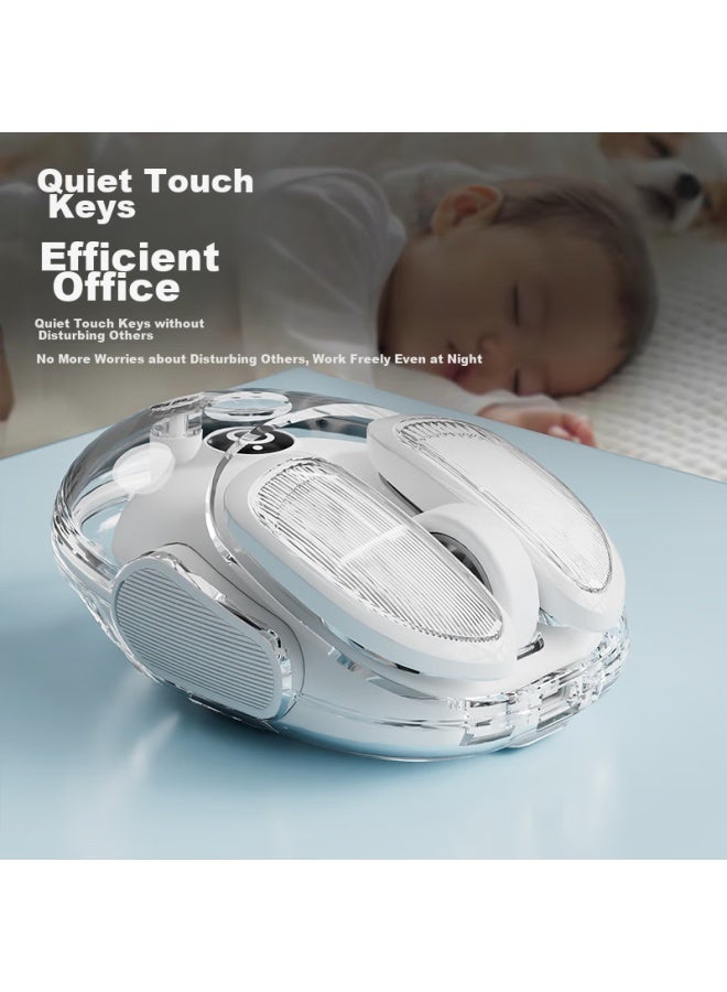Eweadn Q9 Potato Wireless Bluetooth Dual-mode Transparent Mouse, Rechargeable Gaming Mouse For Pc And Laptop, Low-profile, Lightweight, Rgb Lighting Effects, Moon White - Image 2
