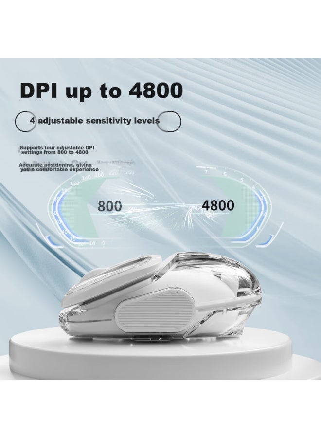 Eweadn Q9 Potato Wireless Bluetooth Dual-mode Transparent Mouse, Rechargeable Gaming Mouse For Pc And Laptop, Low-profile, Lightweight, Rgb Lighting Effects, Moon White - Image 4