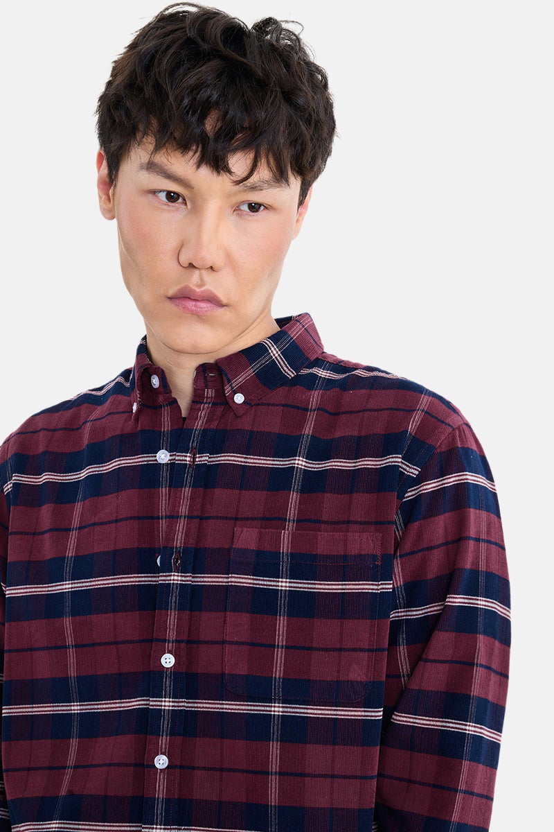 SNITCH Maroon Checkered Long Sleeve Regular Fit Shirt - Image 4
