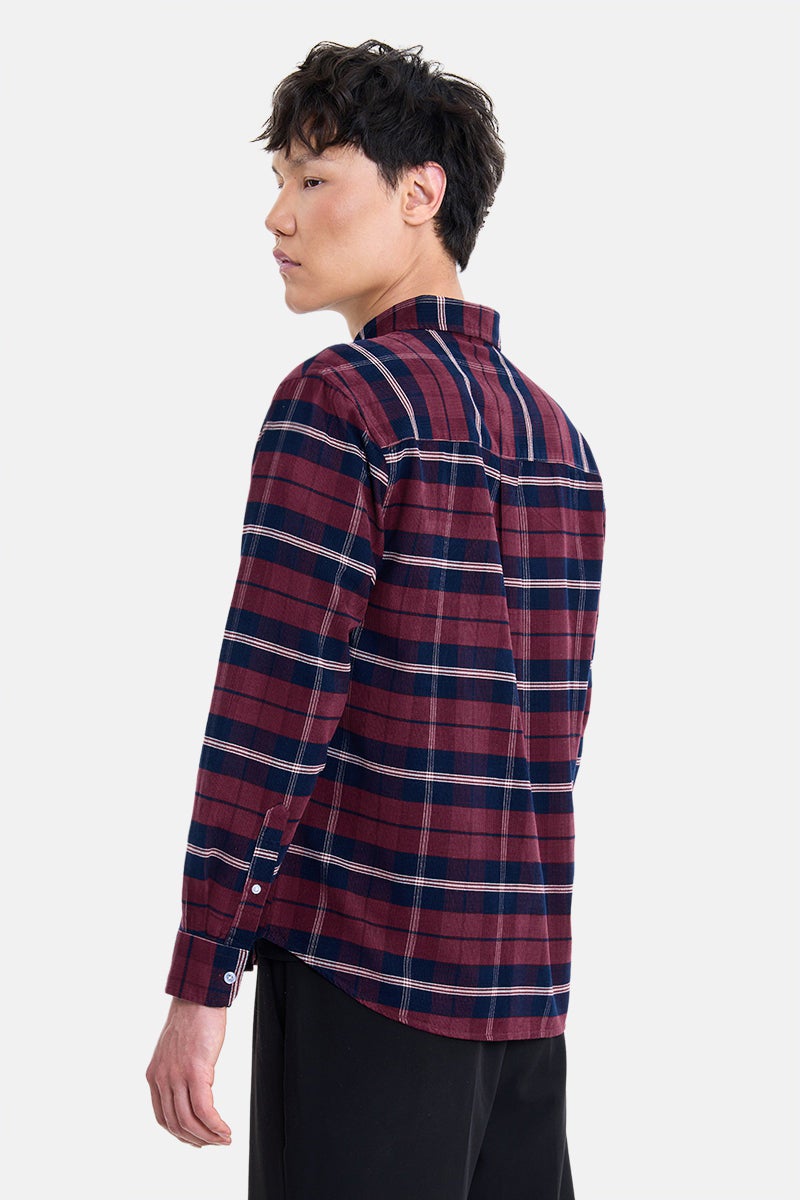 SNITCH Maroon Checkered Long Sleeve Regular Fit Shirt - Image 5