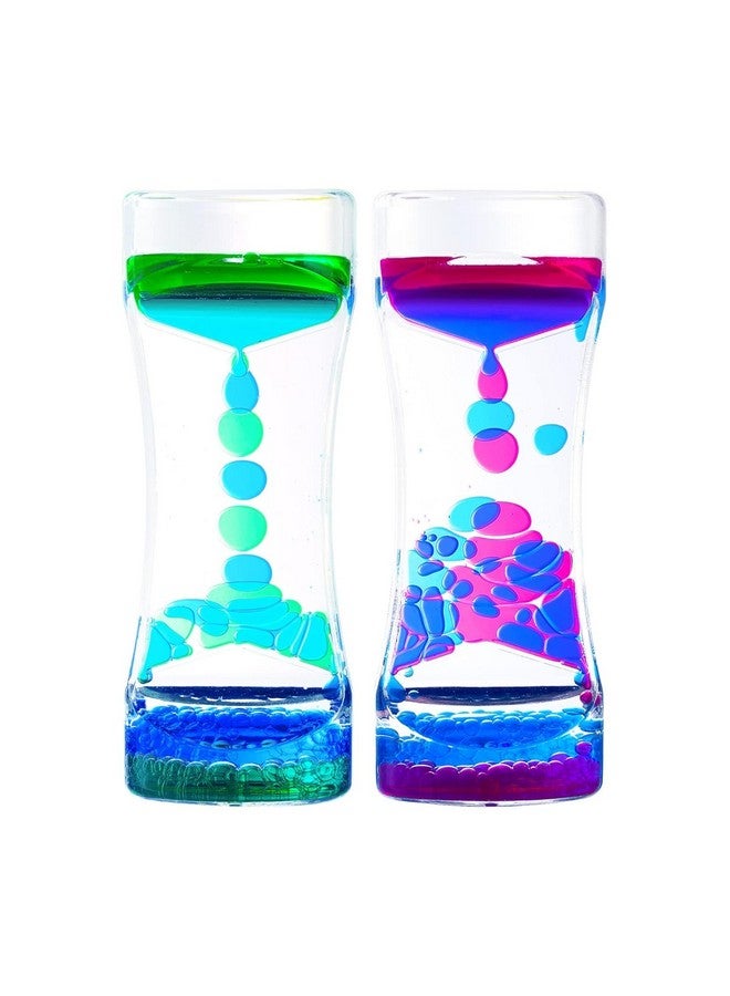 SIMXEN Liquid Motion Bubbler Timer Pack of 2 Hourglass Liquid Bubbler Sensory Toys ADHD Fidget Toy Anxiety Autism Toys Calm Relaxing Desk Toys - Image 1