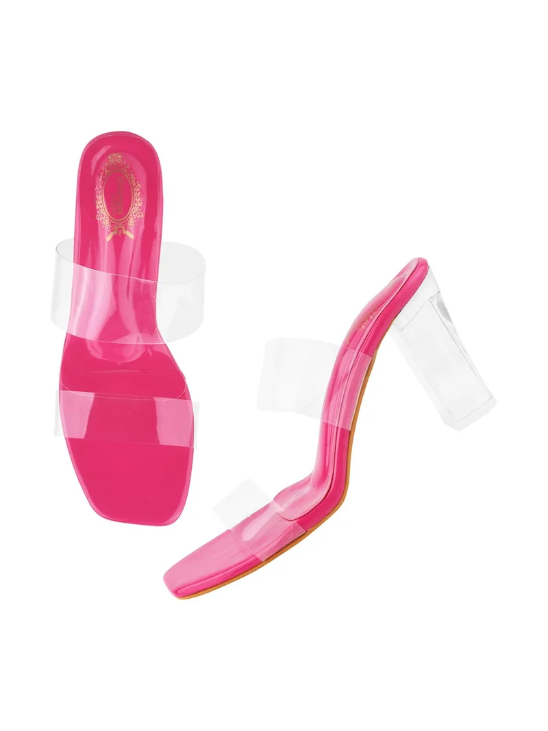 Shoetopia Shoetopia Stylish Trasparent Detailed  Block Heels For Women & Girls