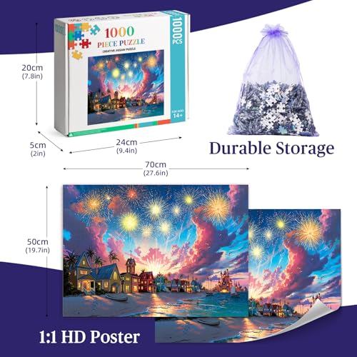 Artipuz 1000 Piece Jigsaw Puzzle for Adults Firework of Summers End 275 x 197 Stress Relief Cognitive Challenge Ideal Mindfulness Gift for Family Game Night Artistic Wall Decor - Image 5