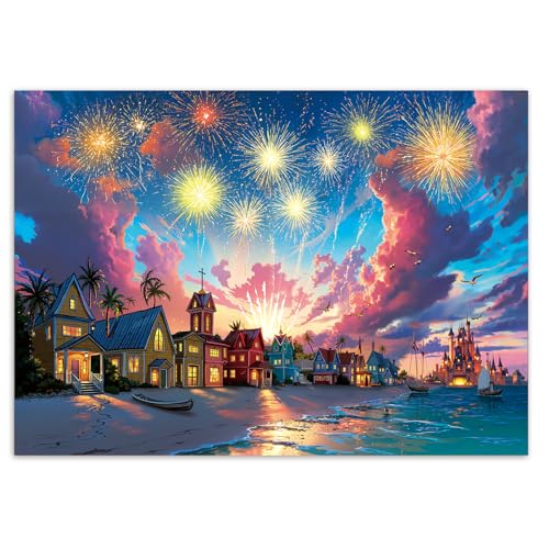 Artipuz 1000 Piece Jigsaw Puzzle for Adults Firework of Summers End 275 x 197 Stress Relief Cognitive Challenge Ideal Mindfulness Gift for Family Game Night Artistic Wall Decor - Image 1