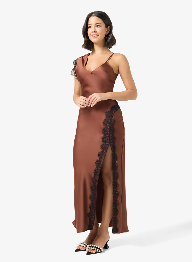 Topshop One Shoulder Lace Trim Dress