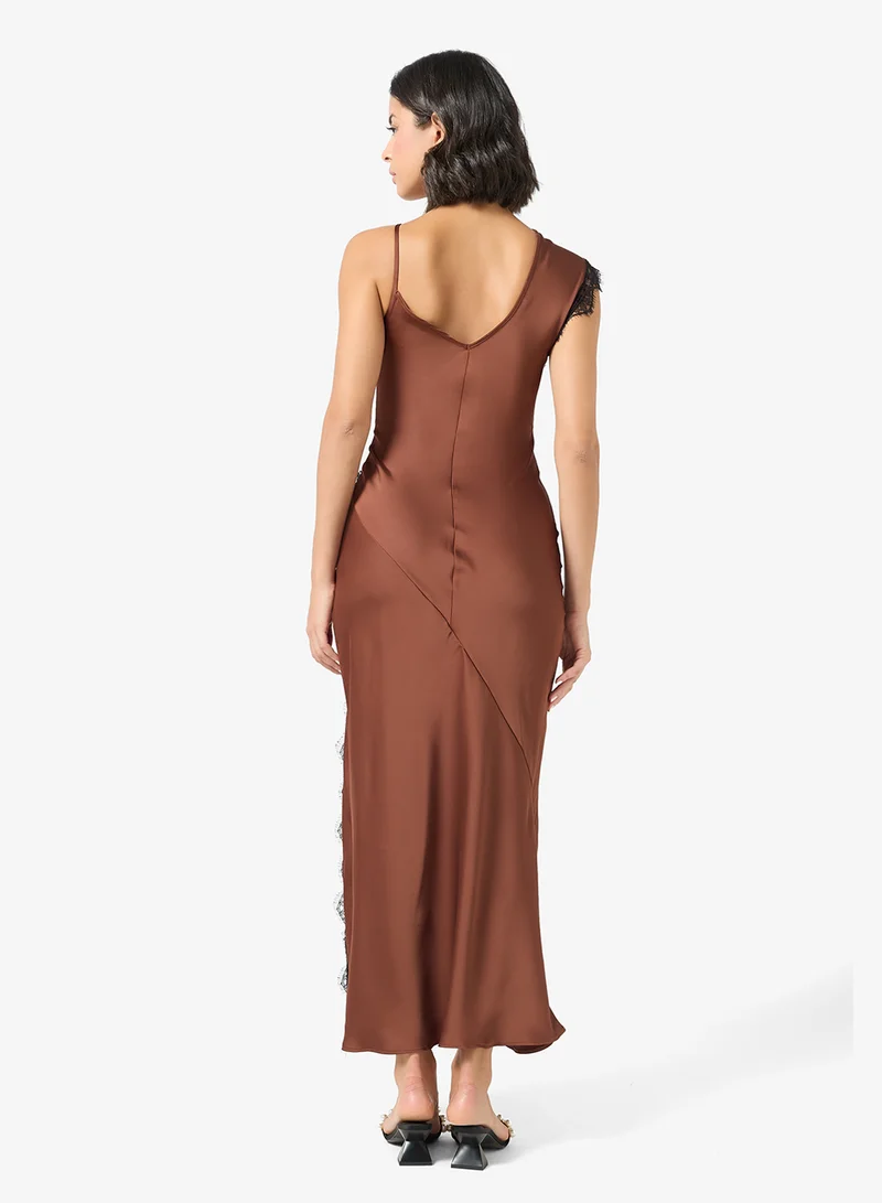 Topshop One Shoulder Lace Trim Dress