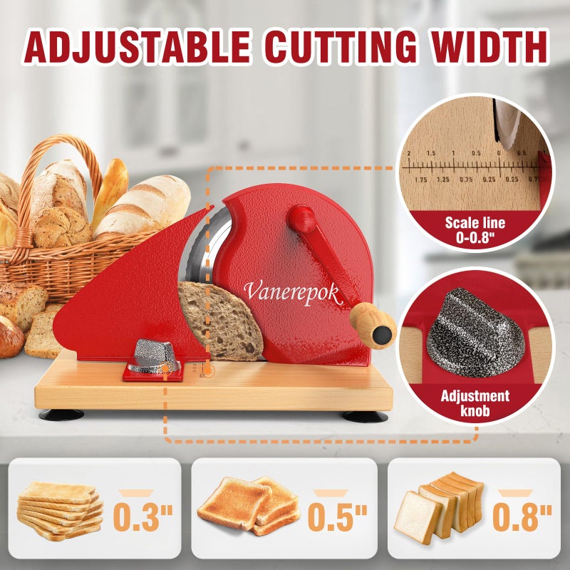 vanerepok Manual Bread Slicer for Homemade Sourdough Bread Versatile Hand Crank Bread Slicer for Sourdough Crusty Bread Etc Stainless Steel Slicers Adjustable Width for Homemade & Commercial Use - Image 3