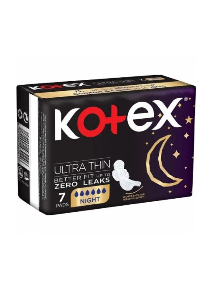 كوتكس فوط صحية كوتكس 7 فوطه رفيعة للغاية تمنع التسرب ليلاً بالأجنحة - Image 1