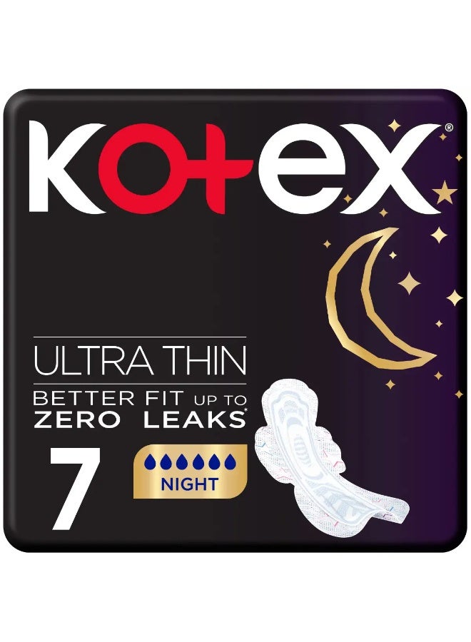 كوتكس فوط صحية كوتكس 7 فوطه رفيعة للغاية تمنع التسرب ليلاً بالأجنحة - Image 2