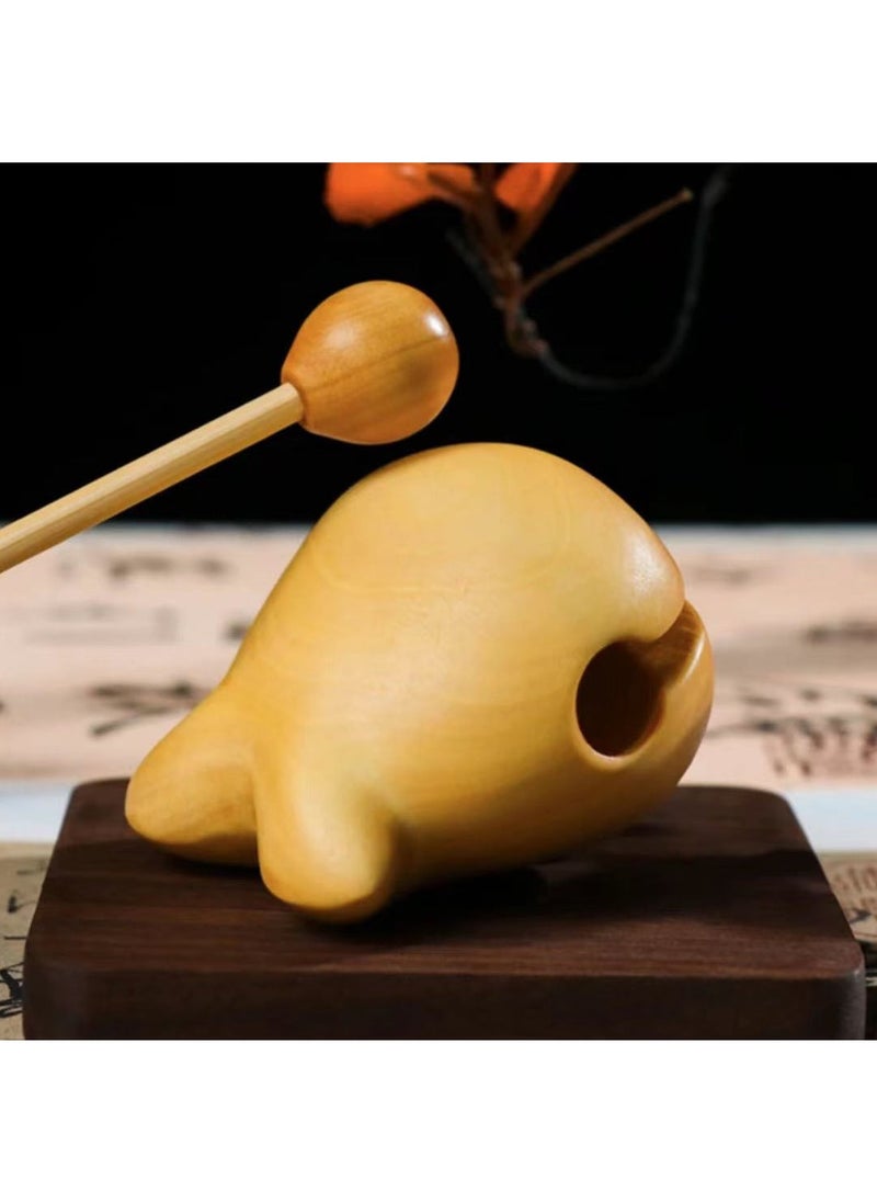 Carved Wooden Koi Lotus Whale Prosperity Decor Boxwood whale small wooden fish 5cm to send the same material hammer