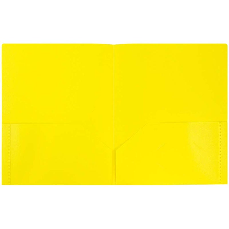 JAM PAPER Plastic 2 Pocket POP Folders - Durable School Folders - Yellow - 6/Pack - Image 5