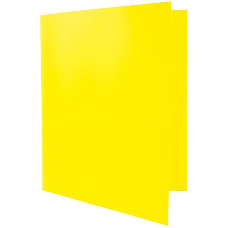JAM PAPER Plastic 2 Pocket POP Folders - Durable School Folders - Yellow - 6/Pack - Image 3