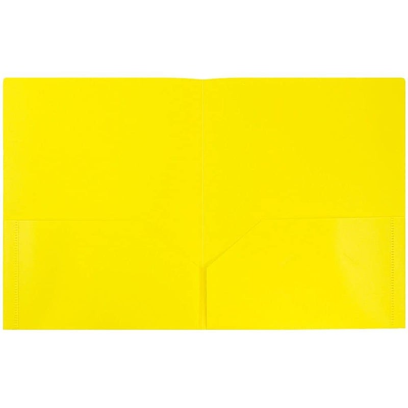JAM PAPER Plastic 2 Pocket POP Folders - Durable School Folders - Yellow - 6/Pack - Image 4
